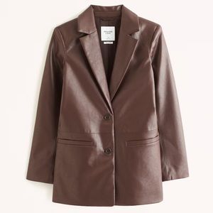 Abercrombie Vegan Leather Blazer - Brown